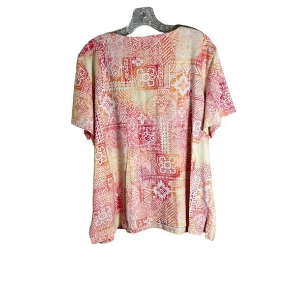 Alfred Dunner Women's Top Beaded Floral Pattern Orange & White Size 1X - Picture 7 of 10